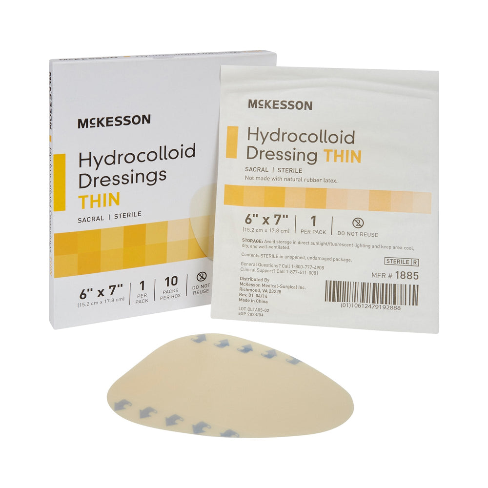 McKesson, Thin Hydrocolloid Dressing Film Backing 6 X 7 Inch Sacral Hydrocolloid 1885, Box Of 10