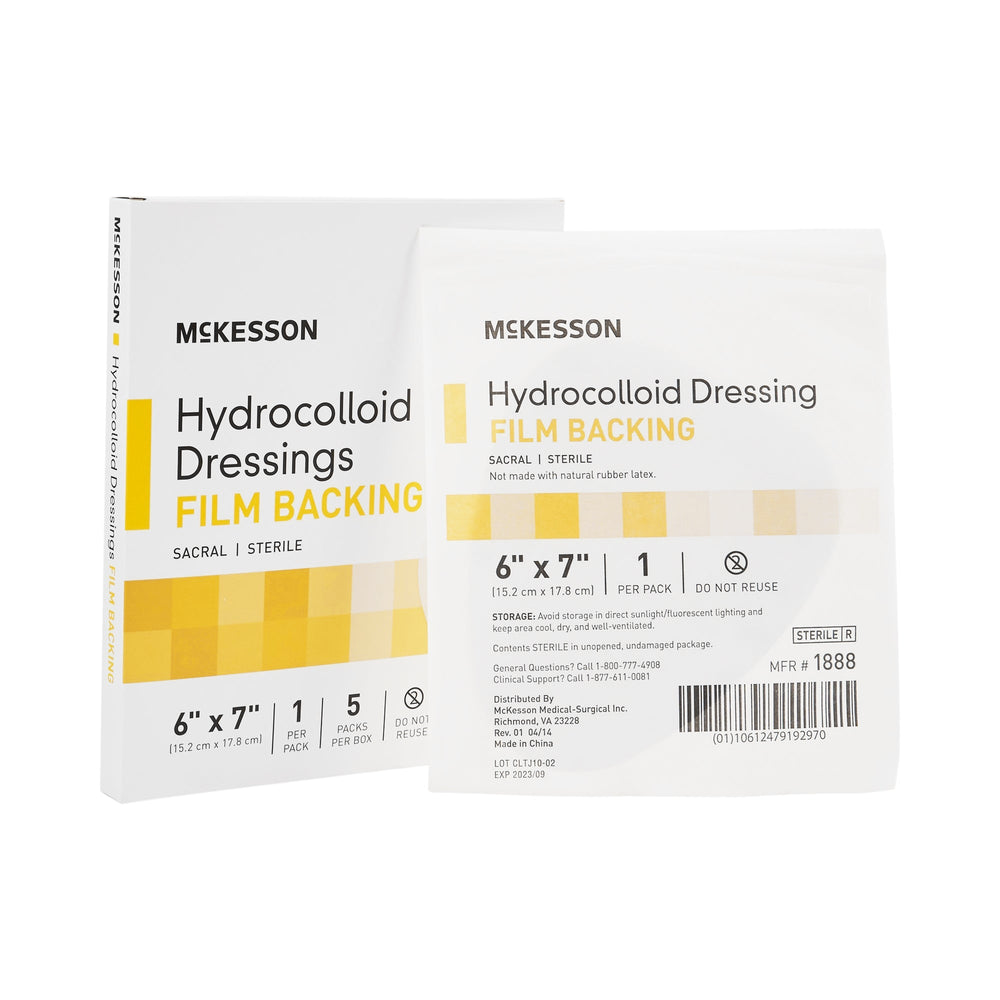 McKesson, Thin Hydrocolloid Dressing Film Backing 6 X 7 Inch Sacral Hydrocolloid 1885, Box Of 5