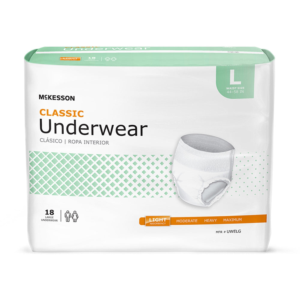 McKesson, Unisex Adult Absorbent Underwear Pull On with Tear Away Seams Large Disposable Moderate Absorbency, Case Of 4