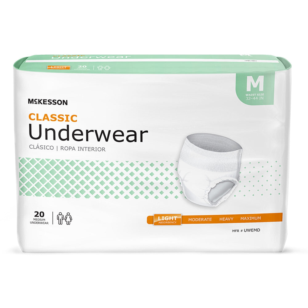 McKesson, Unisex Adult Absorbent Underwear Pull On with Tear Away Seams Medium Disposable Moderate Absorbency, Case Of 4