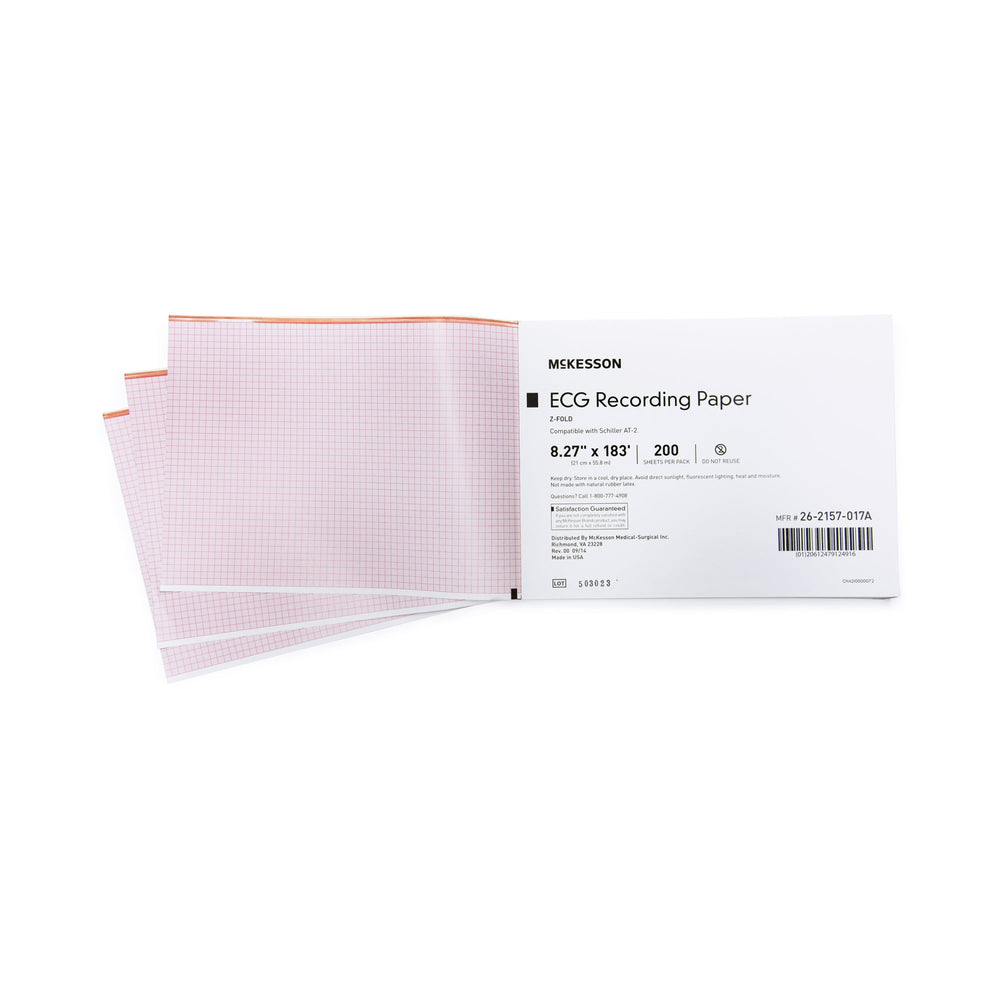 McKesson, ECG Recording Paper McKesson 8.27 Inch X 183 Foot Z-Fold, Pack Of 200