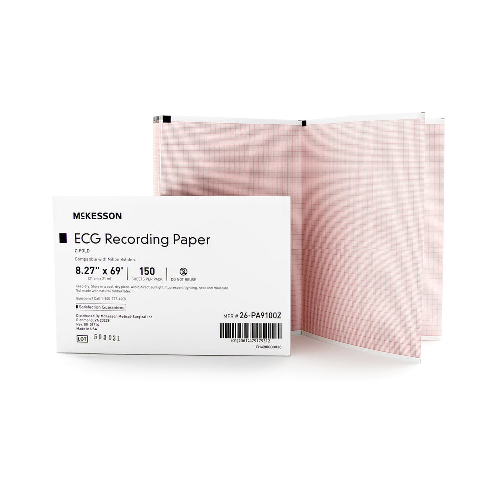 McKesson, ECG Recording Paper McKesson 8.27 Inch X 69 Foot Z-Fold, Pack Of 150