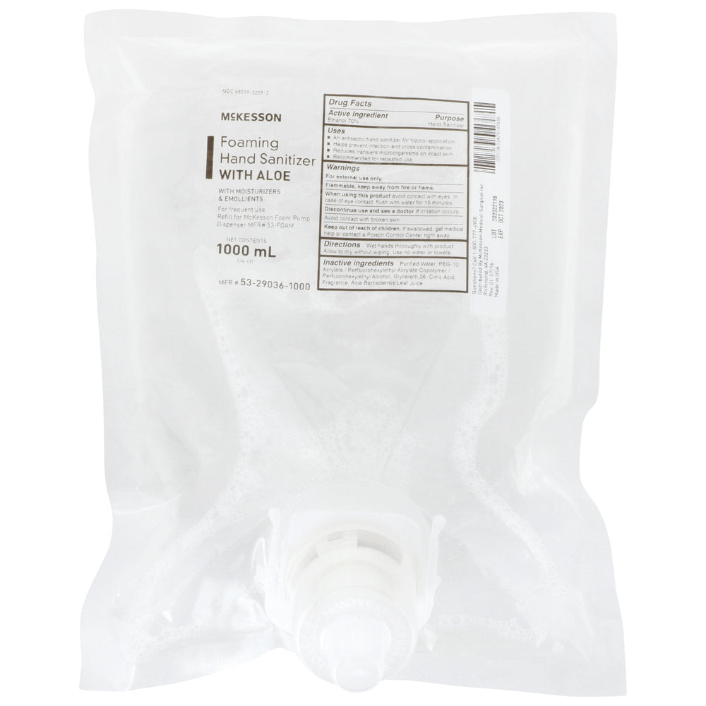 McKesson, Hand Sanitizer with Aloe McKesson 1,000 mL Ethyl Alcohol Foaming Dispenser Refill Bag, Count of 4