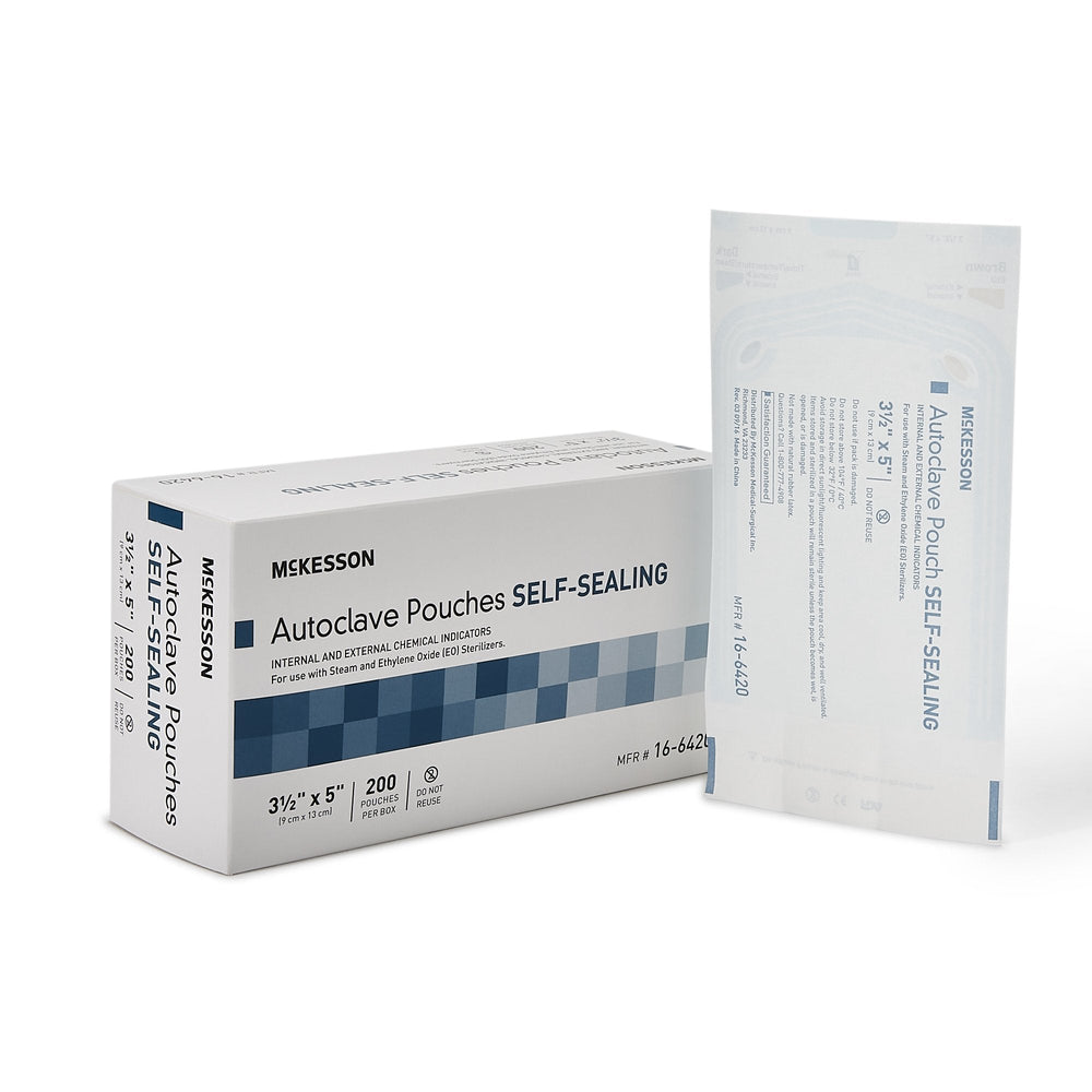 McKesson, Sterilization Pouch Ethylene Oxide EO Gas Steam 3-1/2 X 5 Inch 16-6420, Case Of 20