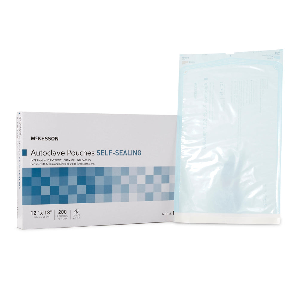 McKesson, Sterilization Pouch Ethylene Oxide EO Gas Steam 12 X 18 Inch 16-6421, Box Of 200