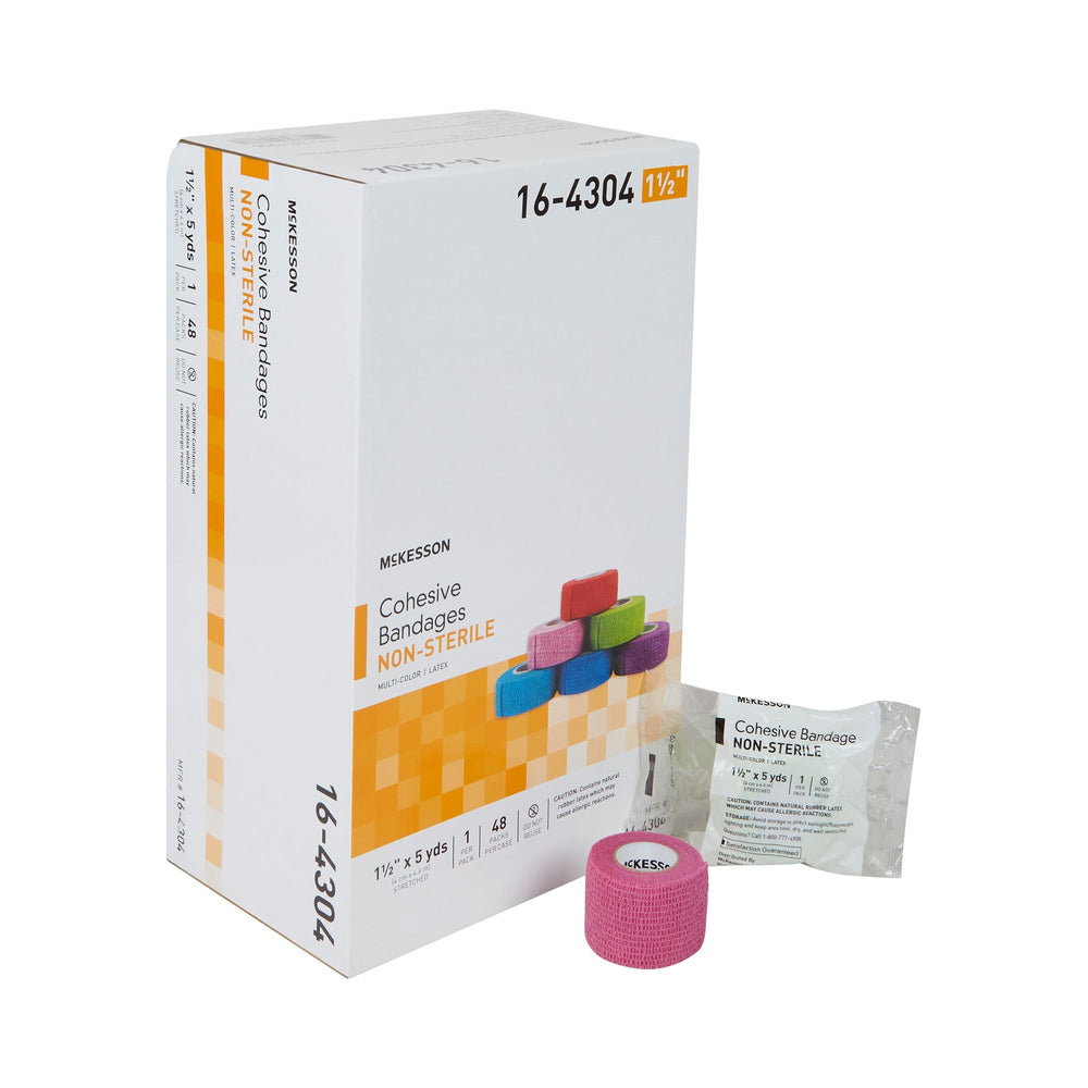 McKesson, Cohesive Bandage 1-1/2 Inch X 5 Yard Self-adherent Closure 16-4304, Count of 48