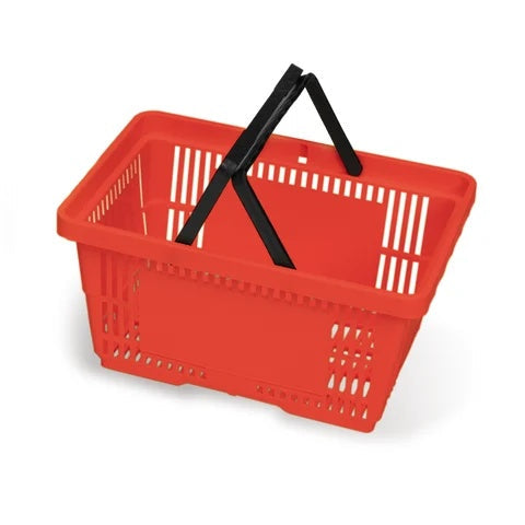 Accessories, Basket with Handle • 19.25"L x 13.25"W x 10" • Red