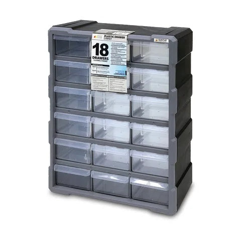 Benchtop Storage, 18 Drawer • 15"W x 6.25"D x 18.75"H