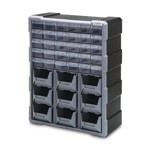 Benchtop Storage, 30 Drawers/9 Bins • 15"W x 6.25"D x 18.75"H