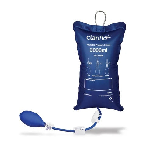 Reusable Clariflo™ Pressure Pressure Infusion Bag Piston Gauge • Stopcock, 3000mL