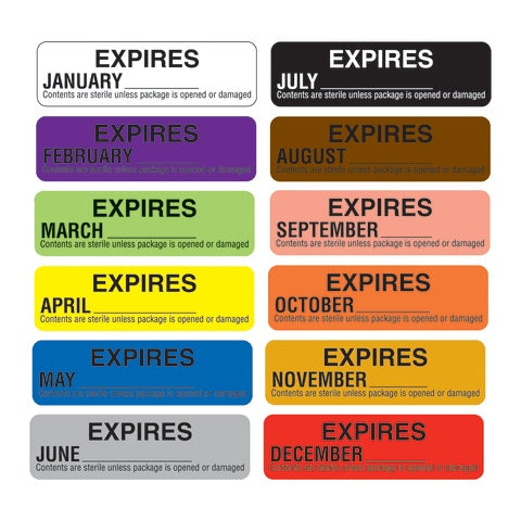 "Expires" Sterilized 12 Month Label Set