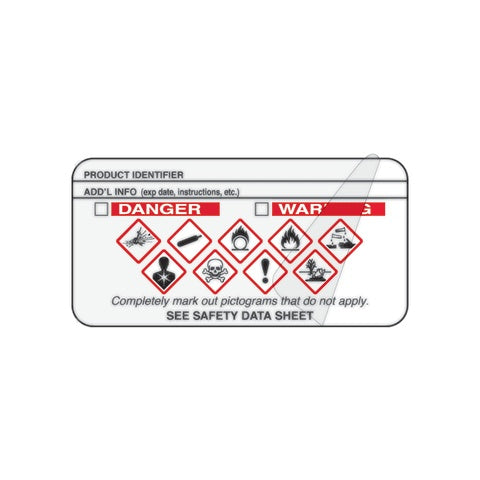 Self-Laminating GHS Label • White • 2"W x 1"H