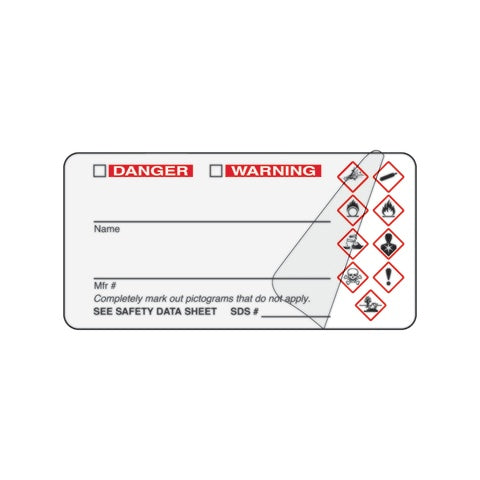 Self-Laminating GHS Label • White • 3"W x 1.5"H