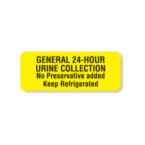 “General 24-Hour Urine Collection” • Florescent Yellow • 2.25"W x 0.88"H