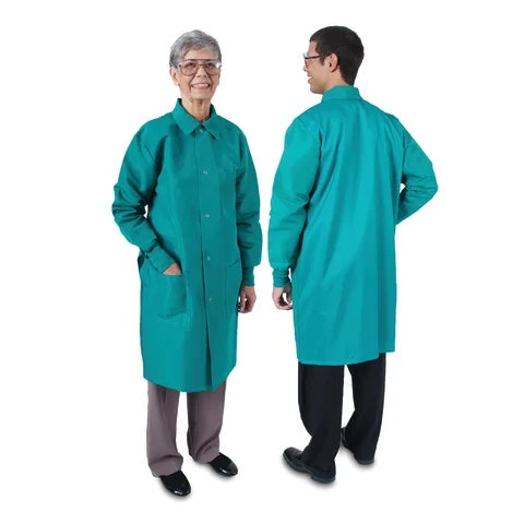 Unisex Long Length Lab Coat • 41"L, Large • Emerald Green
