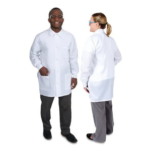 Unisex Mid Length Lab Coat • 34"L, Large • White