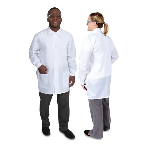 Unisex Mid Length Lab Coat • 34"L, X-Large • White