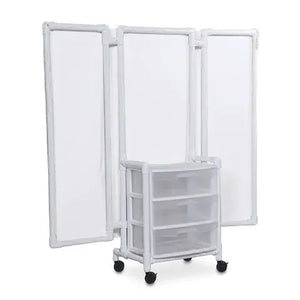 Privacy Screen with 3-Drawer Unit, 53" Height, White