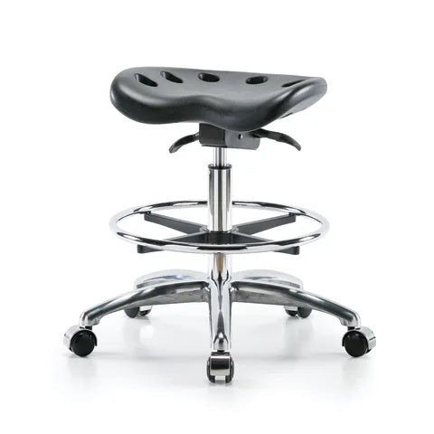 Tractor Stool, Extended Ht w/ Footrest, Black