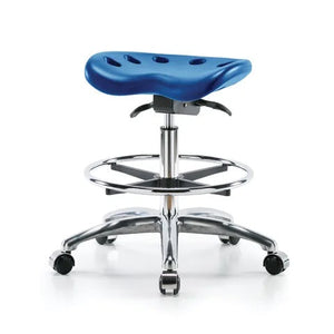 Tractor Stool, Extended Ht w/ Footrest, Blue