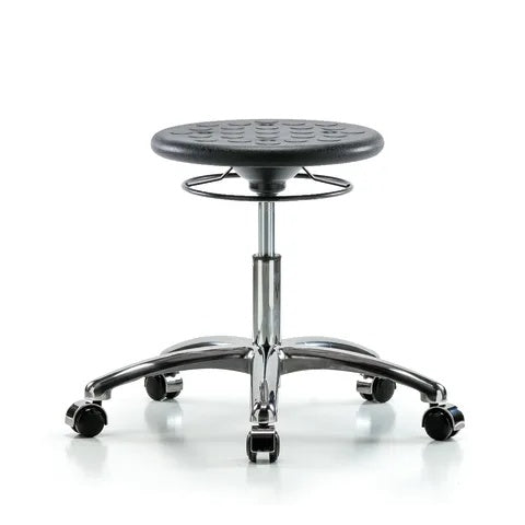 Desk-Height Cleanroom Stool • 24"W x23"D x 16.25"-21.5"H, Black