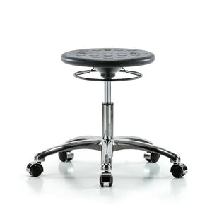 Desk-Height Cleanroom Stool • 24"W x23"D x 16.25"-21.5"H, Black
