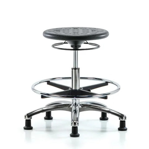 Clean Room Stool, Medium Bench Ht w/ Glides, Black