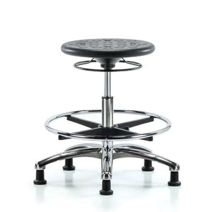 Clean Room Stool, Medium Bench Ht w/ Glides, Black
