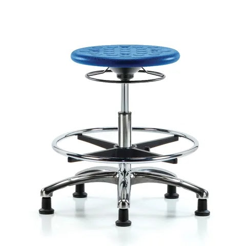 Clean Room Stool, Medium Bench Ht w/ Glides, Blue