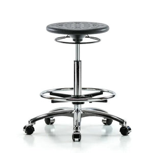 High Bench-Height Cleanroom Stools with Casters • 23"W x 24"L x 23.5"-33.5"H, Black