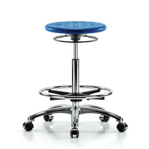 High Bench-Height Cleanroom Stools with Casters • 23"W x 24"L x 23.5"-33.5"H, Blue