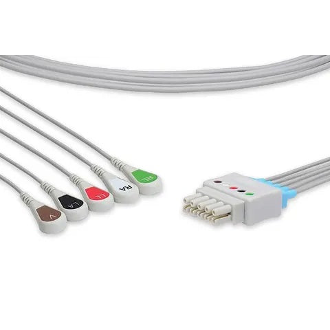 Essential Reusable ECG Leadwires Datex Ohmeda, 5 Leads Snap