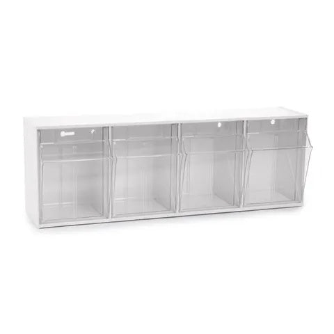 Tilt Bins for Insight® Modular Cart with Backboard, 4-Bin • 21"W x 5"D x 7.5"H