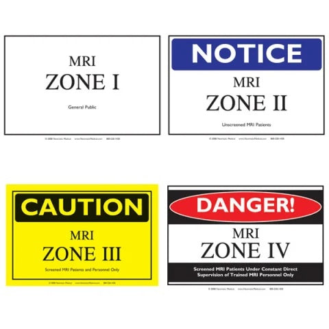 MRI Zone Signs Combo Pack • 1 each of all 4 signs