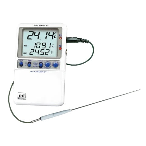 Traceable® Hi-Accuracy Dual Thermometer, One Stainless-Steel Probe