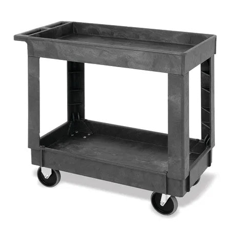 Polymer Utility Carts with Raised Sides, Small 2-Shelf • 17.5"W x 34.25"L x 32.5"H