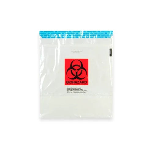 2-Pocket Biohazard Specimen Bags, 15" x 17"