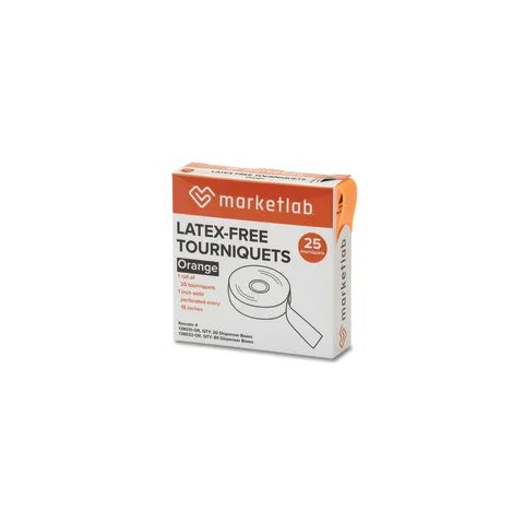 Marketlab Latex-Free Tourniquets in Dispenser Box, Orange