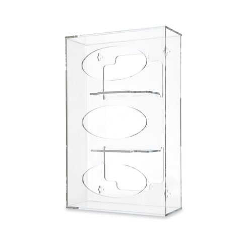 Antimicrobial Side-Loading Acrylic Glove Dispenser, Triple 10.125"W x 4.125"D x 16"H