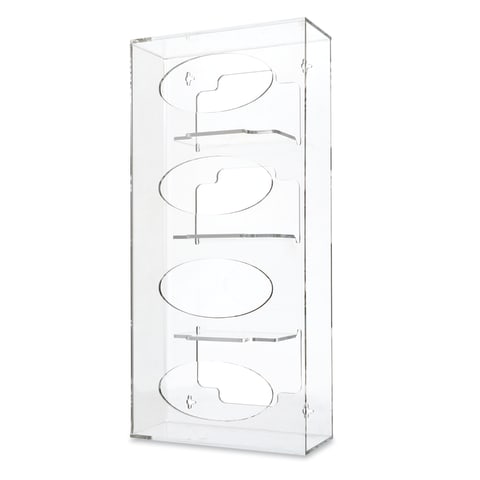 Antimicrobial Side-Loading Acrylic Glove Dispenser, Quad 10.125"W x 4.125"D x 21.25"H