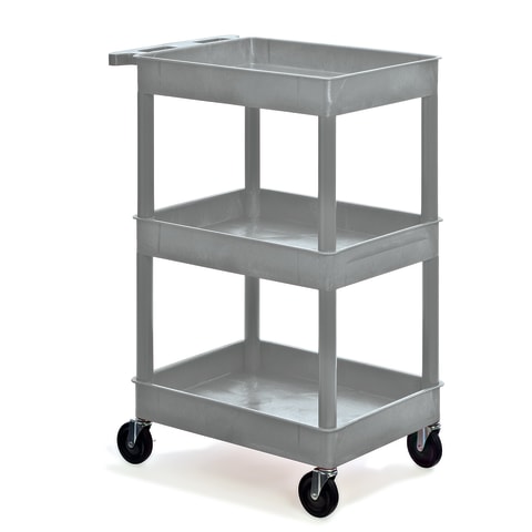 Utility Cart, 3 Tub Utility Cart 32”W x 24”D x 38”H (including casters) Grey