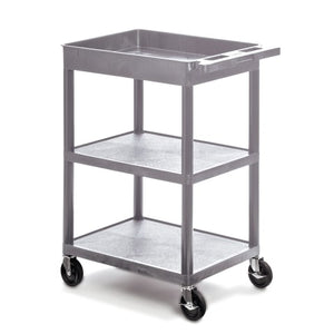 Utility Cart, 1 Tub, 2 Shelves 24?W x 18?D x 37.5?H Grey
