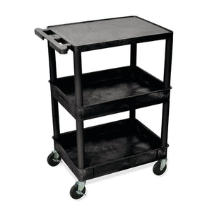 1 Shelf, 2 Tubs 24?W x 18?D x 36.5?H (including casters) Black