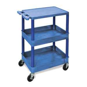 1 Shelf, 2 Tubs 24?W x 18?D x 36.5?H (including casters) Blue