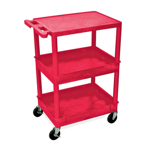 1 Shelf, 2 Tubs 24?W x 18?D x 36.5?H (including casters) Red