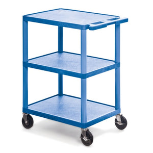 Utility Cart, 3 Shelves 24?W x 18?D x 36.5?H Blue