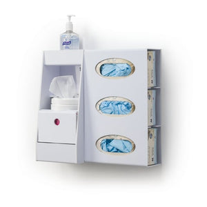 Acrylic Disinfecting Station, With Spring-Loaded Canister Holder 16"W x 5.5"D x 16.25"H White