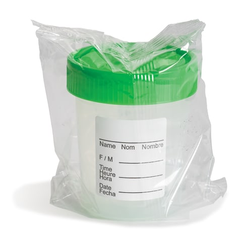 Quarter Turn Specimen Container, 120mL Sterile Green