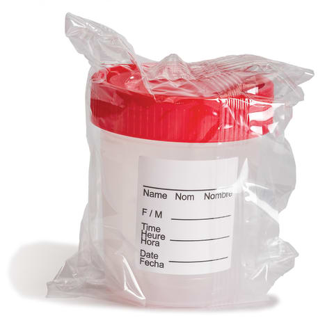 Quarter Turn Specimen Container, 120mL Sterile Red
