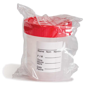Quarter Turn Specimen Container, 120mL Sterile Red